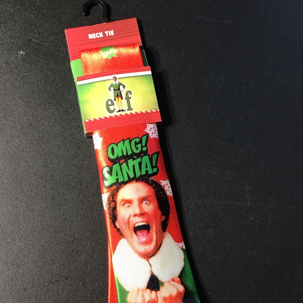 ELF OMG Santa Neck Tie - Red and Green